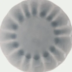 Assiette à dessert ondulée en grès D21cm - bleu