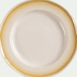 Assiette à dessert peinte en grès D21,5cm - blanc