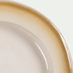 Assiette à dessert peinte en grès D21,5cm - blanc