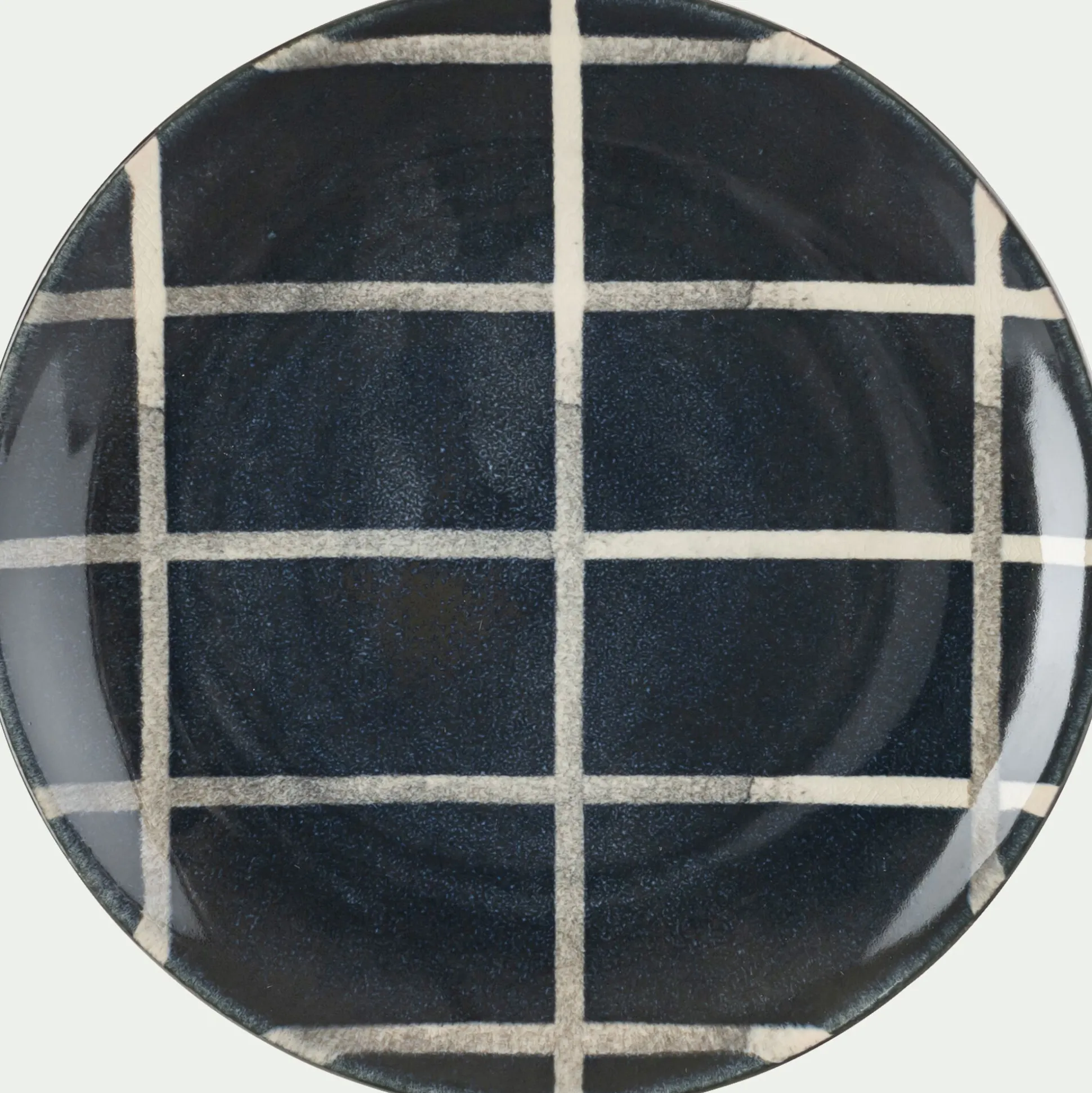 Assiette à dessert rayée en grès D21,6cm - noir