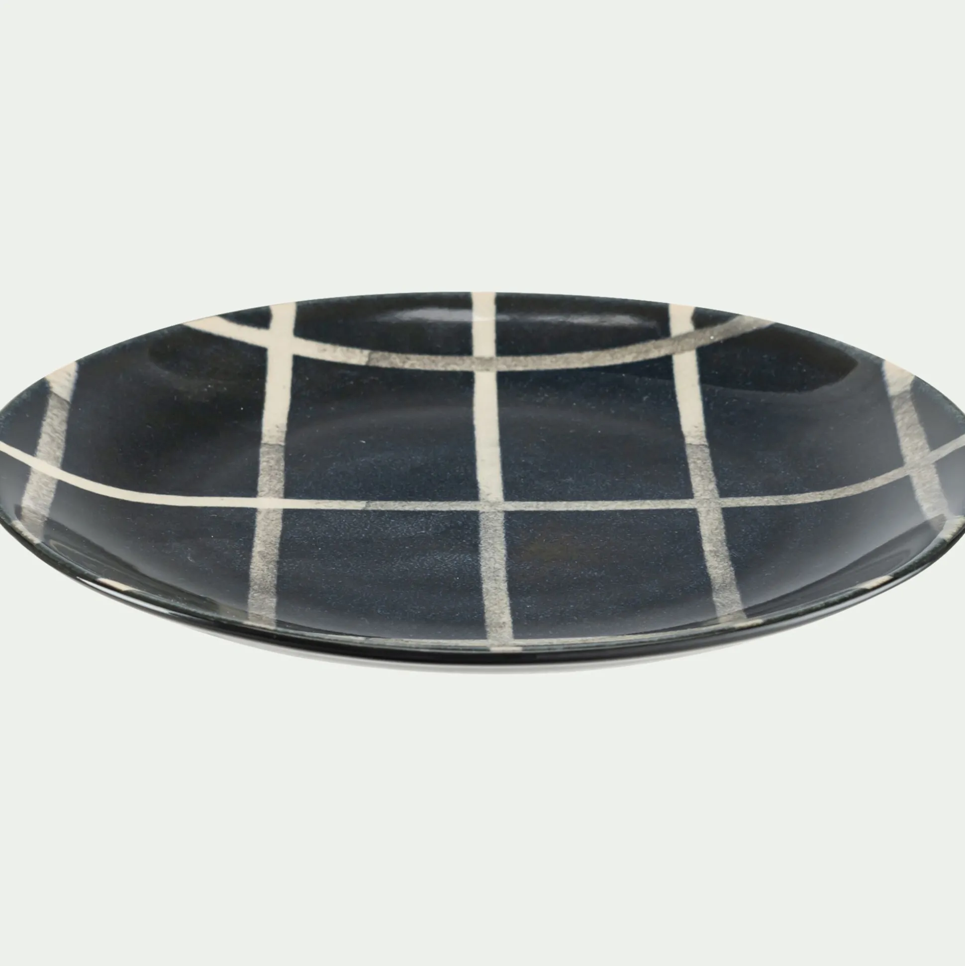 Assiette à dessert rayée en grès D21,6cm - noir