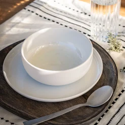 Assiette creuse en faïence D15cm - blanc ventoux