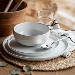 Assiette creuse en faïence D15cm - blanc ventoux