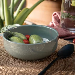 Assiette creuse en faïence D15cm - vert cèdre