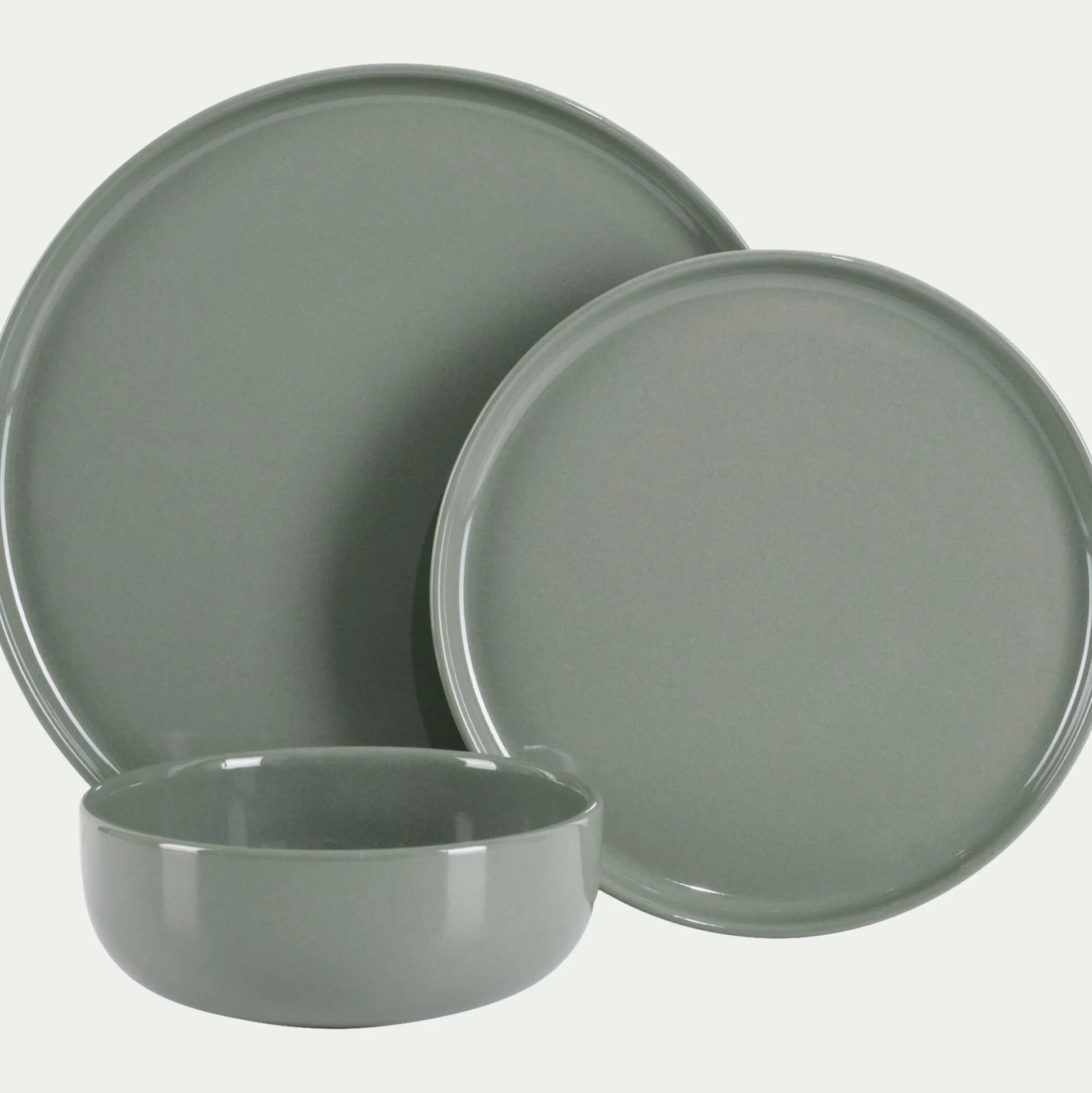 Assiette creuse en faïence D15cm - vert cèdre