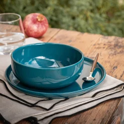 Assiette creuse en faïence D15cm - bleu figuerolles