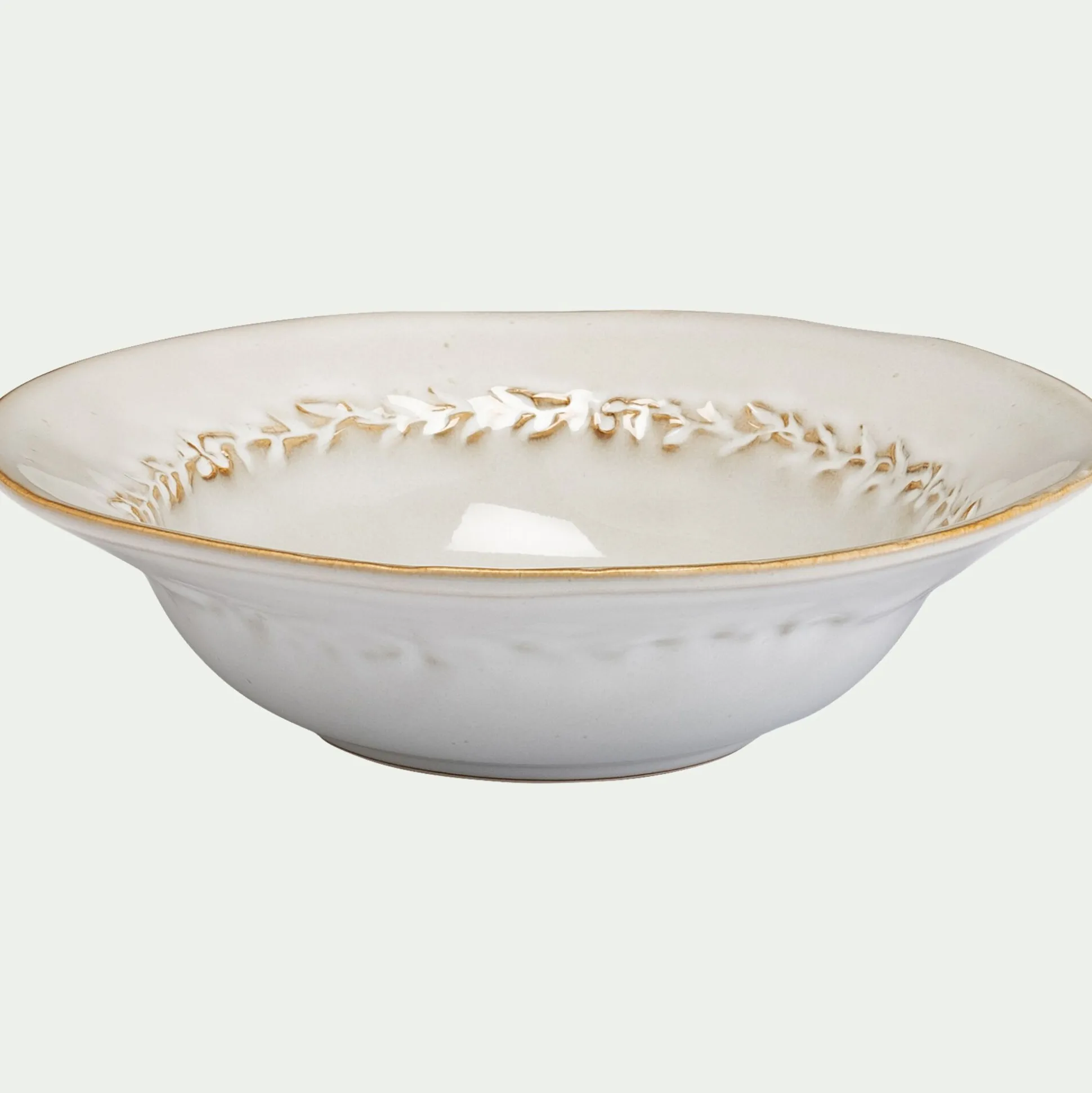 Assiette creuse en grès D22,5cm - beige alpilles