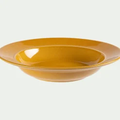 Assiette creuse en grès D23,5cm - jaune