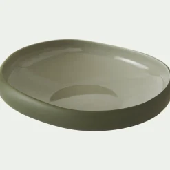 Assiette creuse en grès D20cm - vert olivier