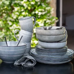 Assiette creuse en grès D17,5cm - bleu calaluna