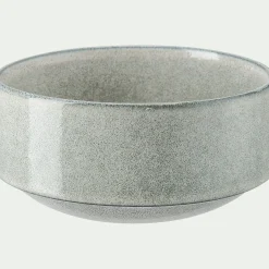 Assiette creuse en grès émail réactif D15,5cm - gris clair
