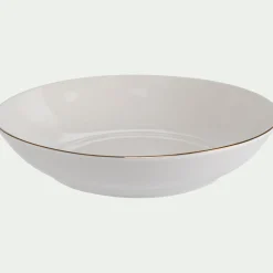 Assiette creuse en porcelaine avec liseré doré D20cm - blanc