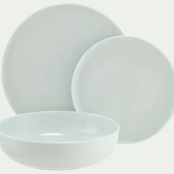 Assiette creuse spirale en porcelaine D21cm - blanc