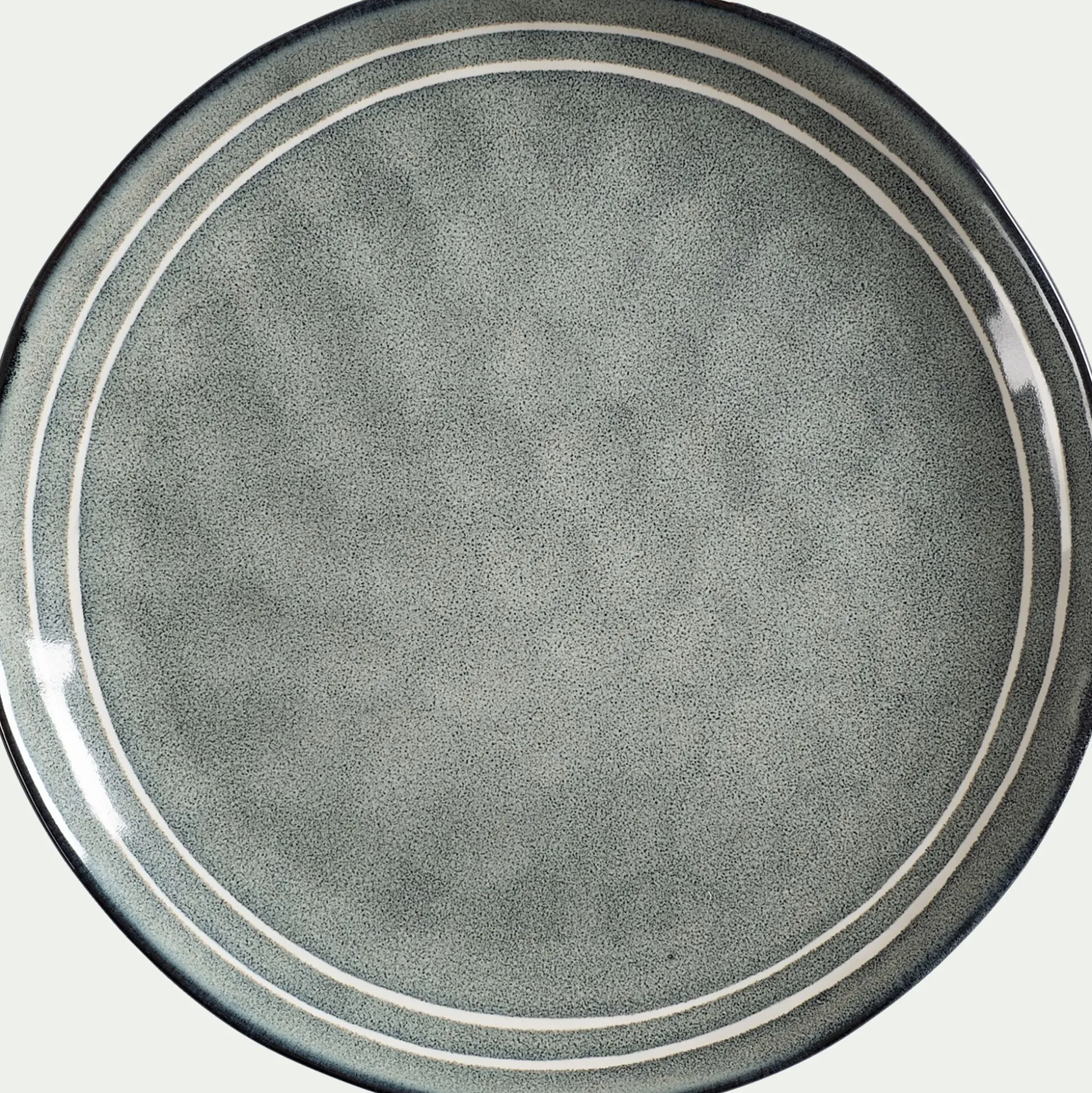 Assiette plate à rayures en grès D27,5cm - bleu calaluna