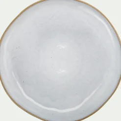 Assiette plate bicolore en grès recyclé D28cm - blanc