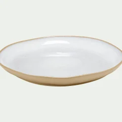 Assiette plate bicolore en grès recyclé D28cm - blanc