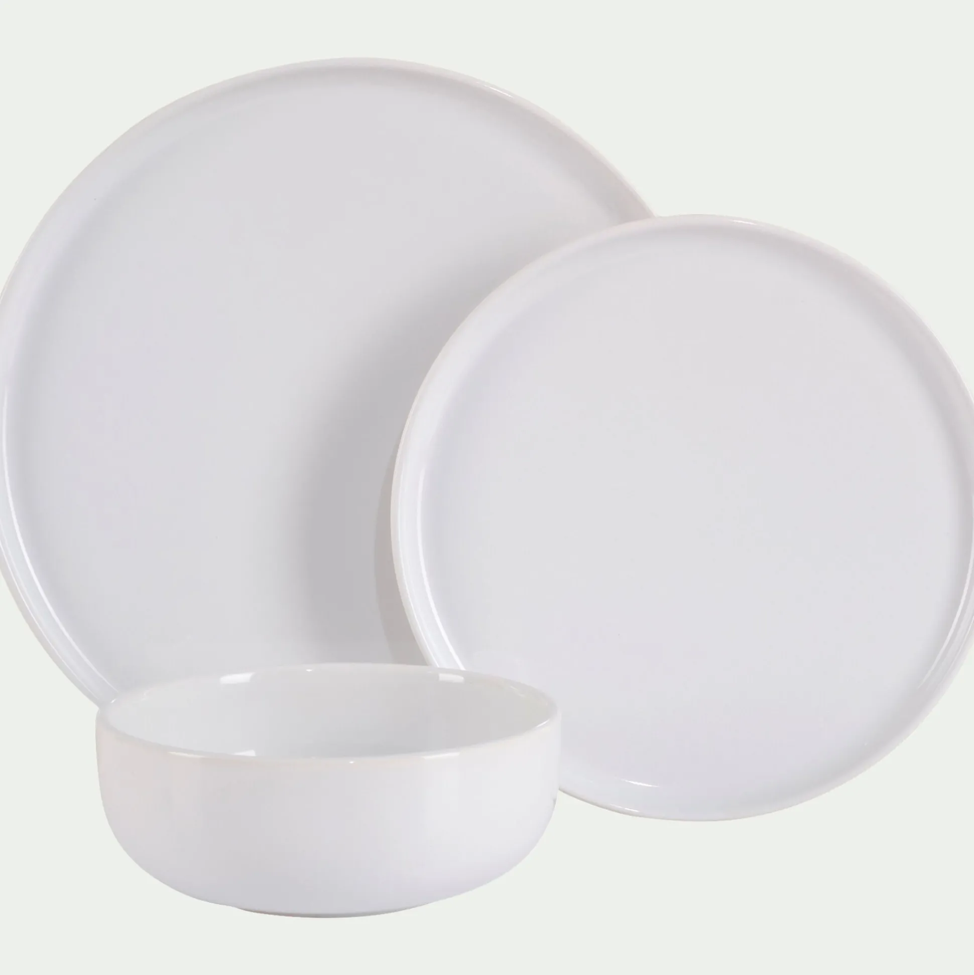 Assiette plate en faïence D28cm - blanc ventoux