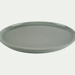Assiette plate en faïence D28cm - vert cèdre