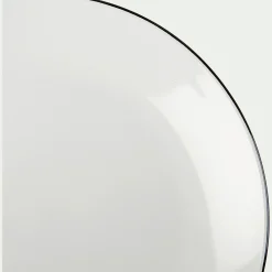 Assiette plate en grès avec liseré noir D26,8cm - blanc