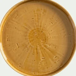 Assiette plate en grès D27,5cm - jaune argan