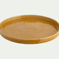 Assiette plate en grès D27,5cm - jaune argan