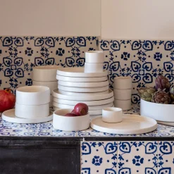 Assiette plate en grès D26cm - blanc