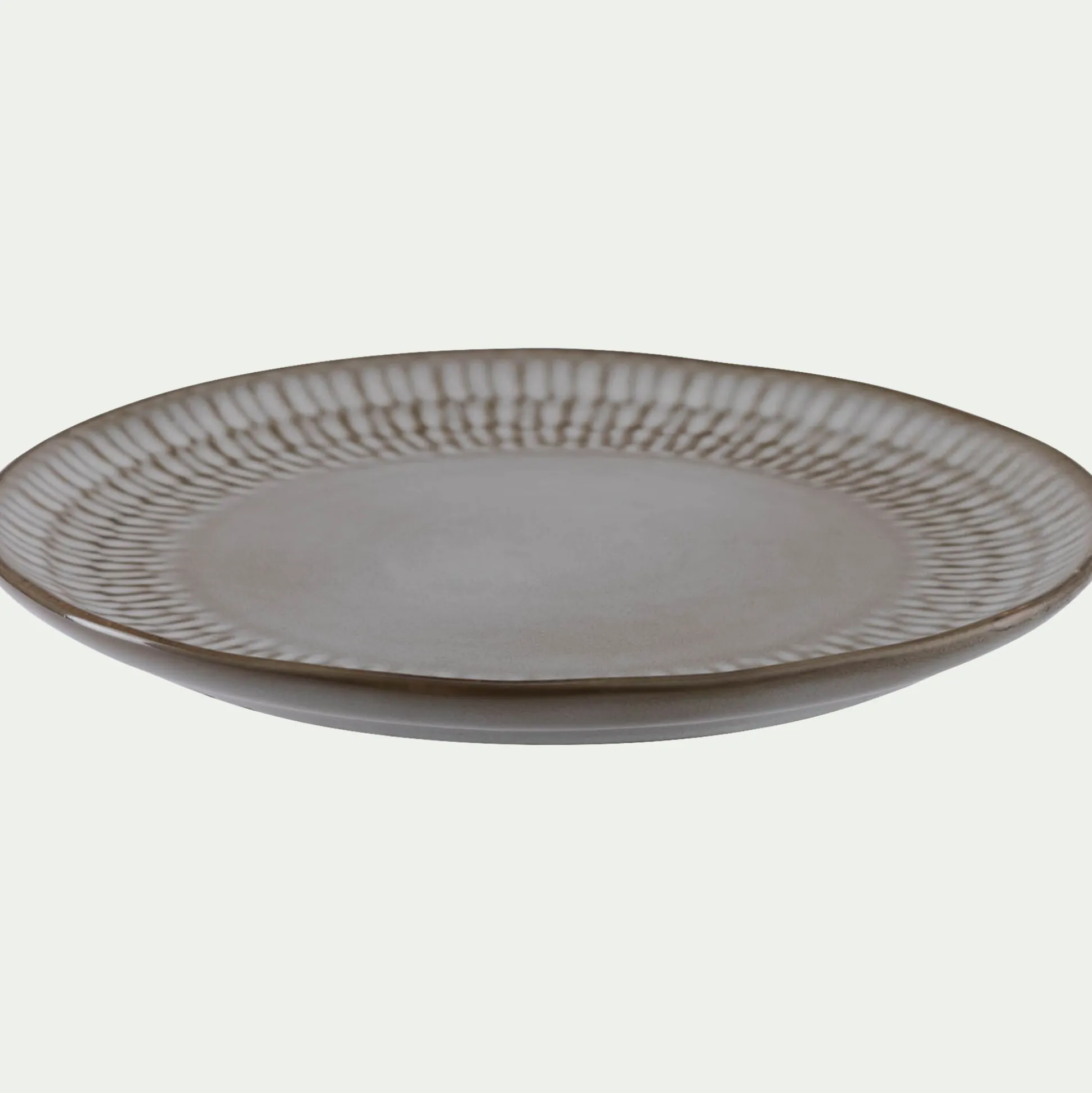 Assiette plate en grès D26,6cm - blanc ventoux