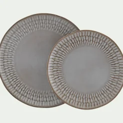 Assiette plate en grès D26,6cm - blanc ventoux