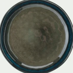 Assiette plate en grès D27cm - vert cèdre