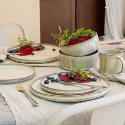 Assiette plate en grès D27cm - beige