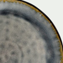 Assiette plate en grès émail réactif D27,5cm - gris