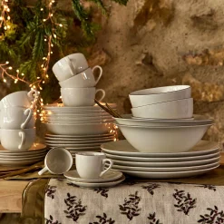 Assiette plate en porcelaine avec liseré doré D26,8cm - blanc