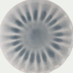 Assiette plate ondulée en grès D26,5cm - bleu