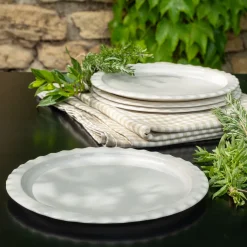 Assiette plate ondulée en grès D27,5cm - blanc ventoux