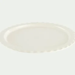 Assiette plate ondulée en grès D27,5cm - blanc ventoux