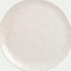 Assiette plate ondulée en faïence D26cm - blanc ventoux