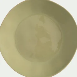 Assiette plate organique en grès D26,7cm - vert avocado