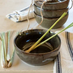 Assiette poke bowl en grès D18cm - vert