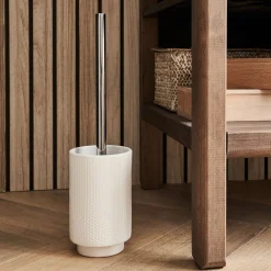 Balai et porte balai WC en céramique - blanc ventoux