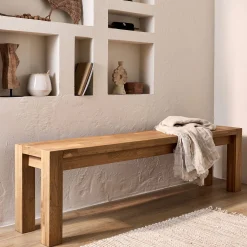 Banc en chêne massif huilé L160cm - bois clair