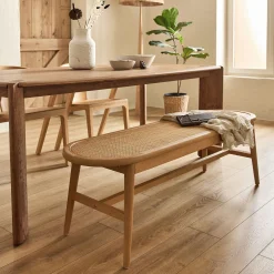 Banc oval en acajou L150cm - bois clair