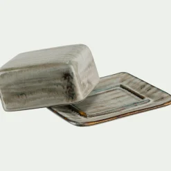 Beurrier en grès réactif 9,5x12,5cm - gris