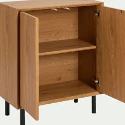 Bibliothèque 2 cases avec portes en bois L70xl36xH70cm - bois clair