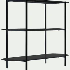 Bibliothèque 3 tablettes en métal - noir L100,50xH80cm