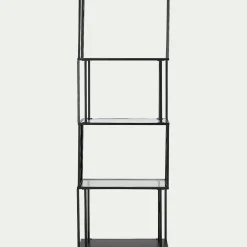 Bibliothèque en verre et métal - noir L60xP30xH170cm