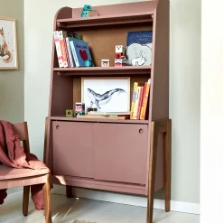 Bibliothèque enfant en acacia - rose