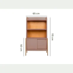 Bibliothèque enfant en acacia - rose