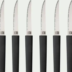 Bloc de 6 couteaux bi-matière et bio matière - noir