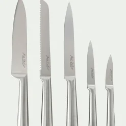 Bloc de 5 couteaux en bambou et inox - naturel