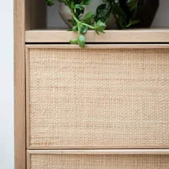 Bloc de 2 grands tiroirs en chêne et raphia L82cm - bois clair